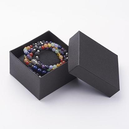 Bracelets naturelles wrap pierres précieuses perles mixtes, 4-loop, avec perles d'alliage et perles de laiton texturées