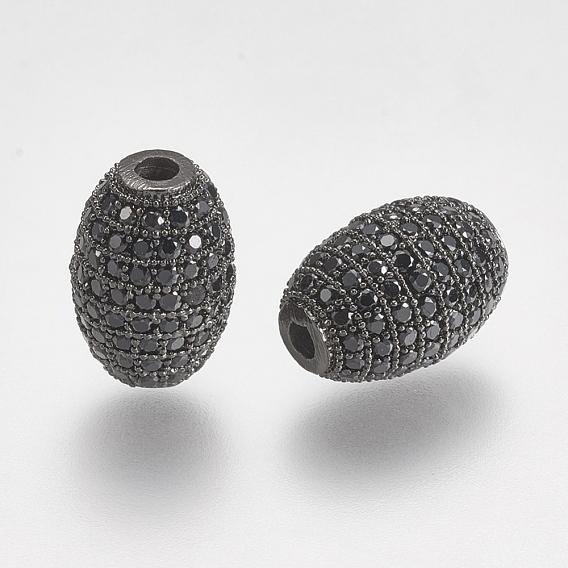 Micro en laiton pavent des perles cubes de zircone, ovale, noir