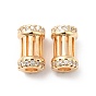 Rack Plating Brass Micro Pave Clear Cubic Zirconia Column Beads, Long-Lasting Plated, Lead Free & Cadmium Free