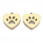 201 Stainless Steel Pet Pendants, Laser Cut Pendants, Heart with Dog Footprint