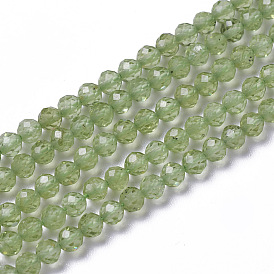 Natural Peridot Beads Strands, Faceted, Round