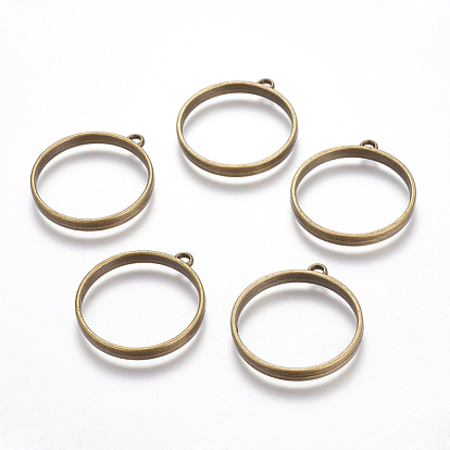 Tibetan Style Alloy Ring Frame Pendants for DIY Resin Pendants, Cadmium Free & Lead Free, Vintage Findings