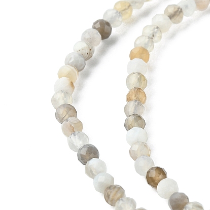 Natural Botswana Agate Beads Strands, Faceted, Round