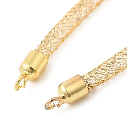 Brass Mesh Chain Link Bracelet Making, with Rhinestone & Lobster Claw Clasp, Fits for Connector Charms