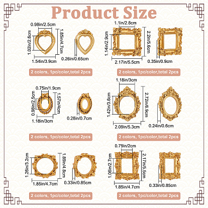 CRASPIRE 12Pcs 12 Style Resin Picture Frames, Retro Embossed Photo Frames, Small Family Photo Holders, for  Photo Props Wall Decor Accessories, Heart & Square & Rectangle & Oval