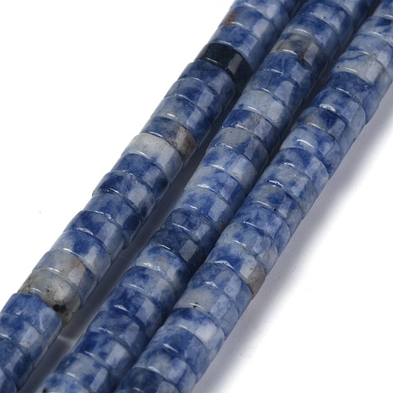 Perles de jaspe tache bleue naturelle, perles heishi, Plat rond / disque