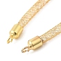 Brass Mesh Chain Link Bracelet Making, with Rhinestone & Lobster Claw Clasp, Fits for Connector Charms