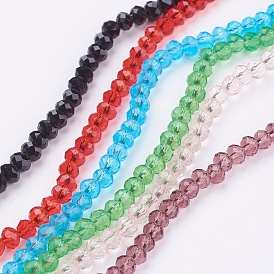 Faceted Rondelle Transparent Glass Beads Strands, for DIY Crafting