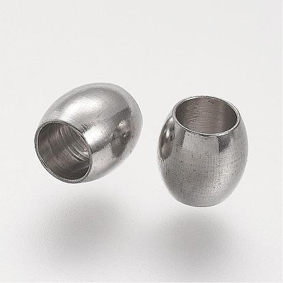 304 Stainless Steel European Beads, Barrel Large Hole Beads