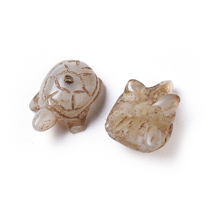 Perles de jade naturelles de style chinois, sculpté, teint, tortue