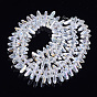 Electroplate Glass Beads Strands, AB Color Plated, Faceted, Fan