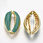 Alloy Enamel Beads, Cowrie Shell Shape, Light Gold