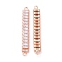 Brass Clear Cubic Zirconia Links Connectors, Long-Lasting Plated, Rectangle