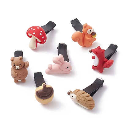 7Pcs 7 Style Rabbit & Bear & Squirrel Resin Resin Car Air Vent Clips, Automotive Interior Trim, with Magnetic Ferromanganese Iron & Plastic Clip