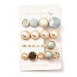 Imitation Pearl Iron Alligator Hair Clips Sets, with Acrylic and Resin, Mixed Shapes