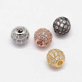 CZ Brass Micro Pave Cubic Zirconia Round Beads