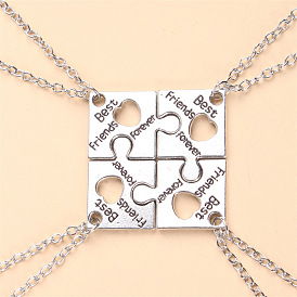 Geometric Puzzle Pendant BFF Necklace Set for Best Friends Forever