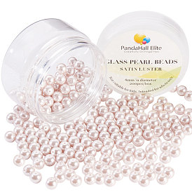 Pearlized Glass Pearl Round Beads, Dyed, 8mm, Hole: 1.2~1.5mm, about 200pcs/box