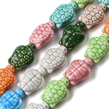 Handmade Procelain Beads Strands, Tortoise