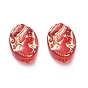 Plating Acrylic Beads, Metal Enlaced, Flat Oval with Girl Pattern