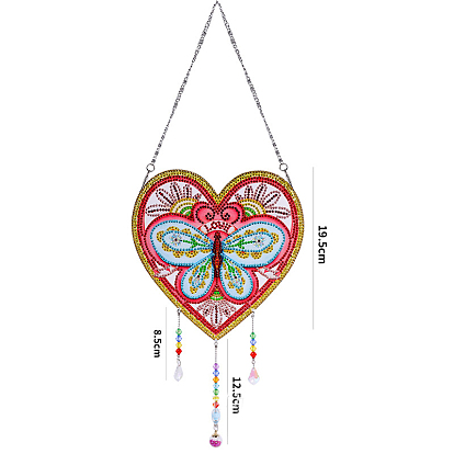 DIY Resin Sun Catcher Pendant Decoration Diamond Painting Kit, for Home Decorations, Heart with Pattern