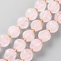 Natural Madagascar Rose Quartz Beads Strands, with Seed Beads, Six Sided Celestial Dice, Faceted