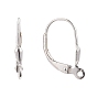 925 Sterling Silver Leverback Hoop Earring Findings, 16x9x3mm, Hole: 1mm