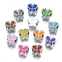 UV Plating Acrylic European Beads, with Enamel, Large Hole Beads, Mixed Color, Butterfly
