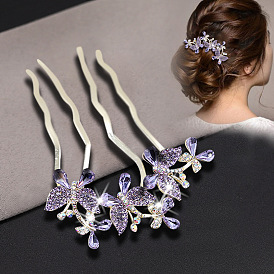Butterfly Rhinestone Hair Comb for Women, Headpiece Hair Accessory Clip Pin Jewelry