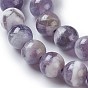 Brins de perles d'améthyste à chevrons naturels, ronde