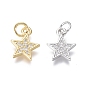 Brass Micro Pave Cubic Zirconia Pendants, Star, Clear