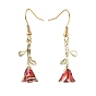Pendientes colgantes rosa de la vida esmaltados, chapado en oro 304 joyas de acero inoxidable para mujer
