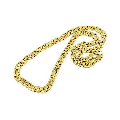 304 ensembles de bijoux de chaîne d'acier inoxydable, collier et bracelets de la chaîne byzantine, avec fermoirs mousquetons