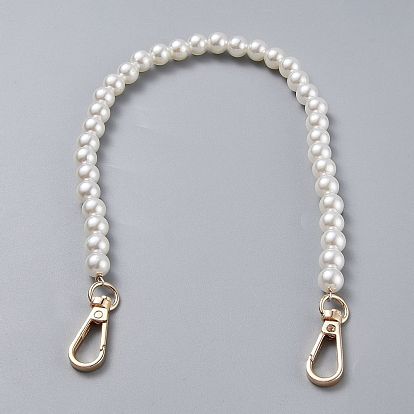 Sangles de chaîne de sac, avec des perles d'imitation en plastique ABS et des fermoirs pivotants en alliage de zinc doré clair, pour les accessoires de remplacement de sac