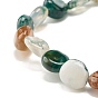 Pulsera elástica de perlas de pepitas de ágata de musgo natural, pulsera de reiki para hombres y mujeres
