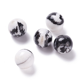 Perles de jaspe zébrées naturel, pas de trous / non percés, pour création de fil enroulé pendentif , ronde