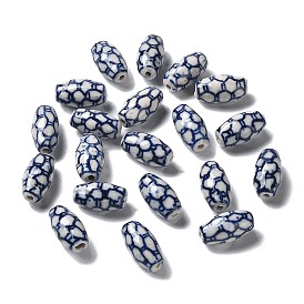Perles en porcelaine manuelles, porcelaine bleue et blanche , baril