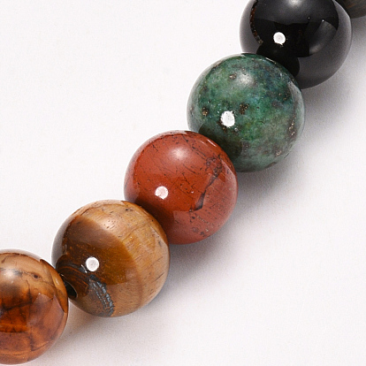 Bracelets extensibles à perles de pierres naturelles et synthétiques, pierre mixte, ronde