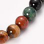 Bracelets extensibles à perles de pierres naturelles et synthétiques, pierre mixte, ronde