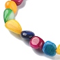 Bracelet extensible en perles de pépite de coquillage naturel teint pour femme