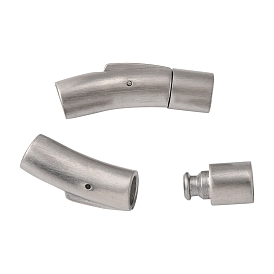 304 Stainless Steel Bayonet Clasps, Tube, Frosted