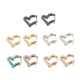 304 Stainless Steel Chunky Heart Hoop Earrings for Women