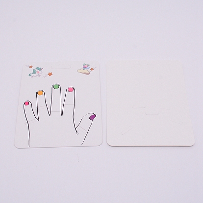 Plastic Ring Display Cards, for Hanging 5 Pcs Ring Display, Rectangle with Unicorn
