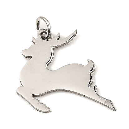 Christmas 304 Stainless Steel Pendants, with Jump Ring, Deer Charm