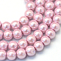 Baking Painted Pearlized Glass Pearl Round Bead Strands