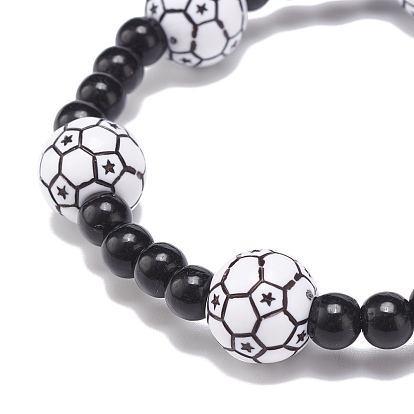Bracelet extensible en perles acryliques sur le thème du sport pour hommes et femmes