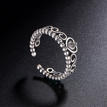 Винтажная корона shegrace 925 кольцо на палец из стерлингового серебра aaa с кубическим цирконием, 17 мм