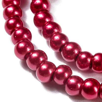 Baking Painted Glass Pearl Bead Strands, Pearlized, Round