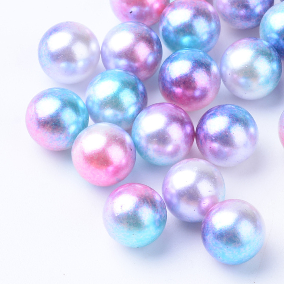 Perles acrylique imitation arc-en-ciel, perles de sirène gradient, sans trou, ronde