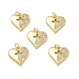 Micro cuivres ouvrent pendentifs zircone cubique, avec anneau de saut, coeur avec breloque croix religieuse